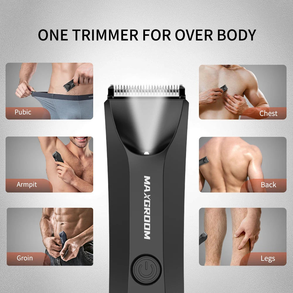 MAXGROOM Body Hair Trimmer Shaver for Men Ball Trimmer for Groin Pubic Replaceable Ceramic Blade Electric Razor Waterproof