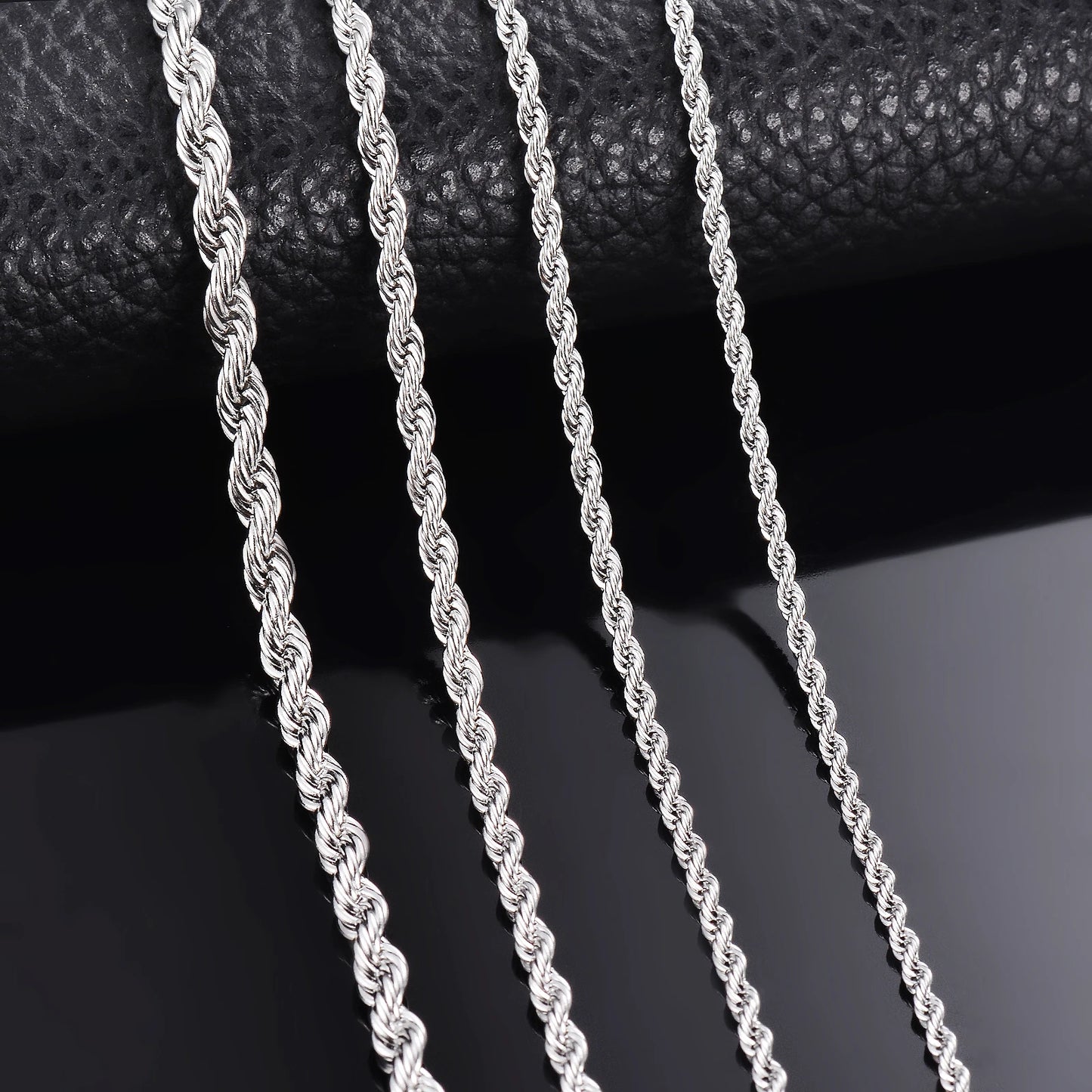 1 piece Steel Color Width 2mm/2.5mm/3mm/4mm/5mm/6mm Rope Chain Necklace/Bracelet For Men Women Stainless Steel Chain Necklace