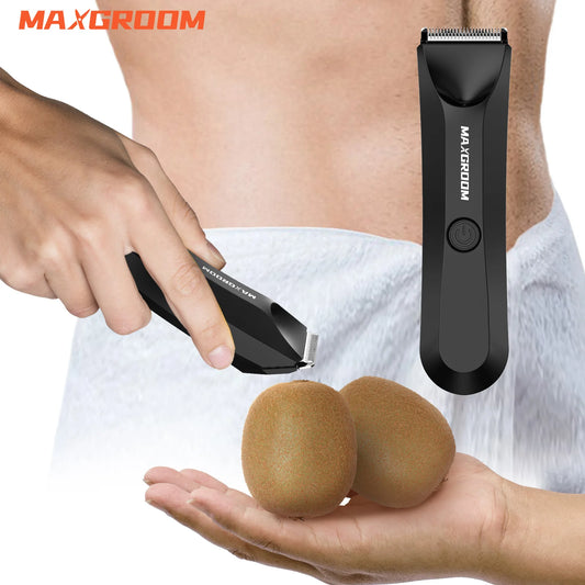 MAXGROOM Body Hair Trimmer Shaver for Men Ball Trimmer for Groin Pubic Replaceable Ceramic Blade Electric Razor Waterproof