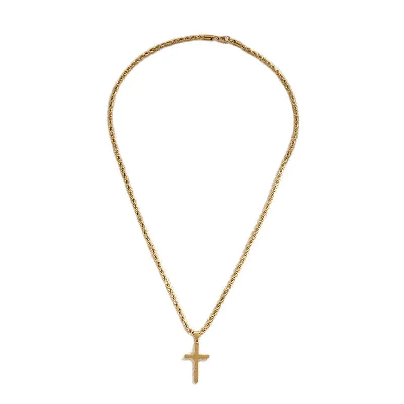 2024 New Cross Pendant Necklace for Men Women Minimalist Gold Color Jewelry Male Female Necklaces Chokers Gifts