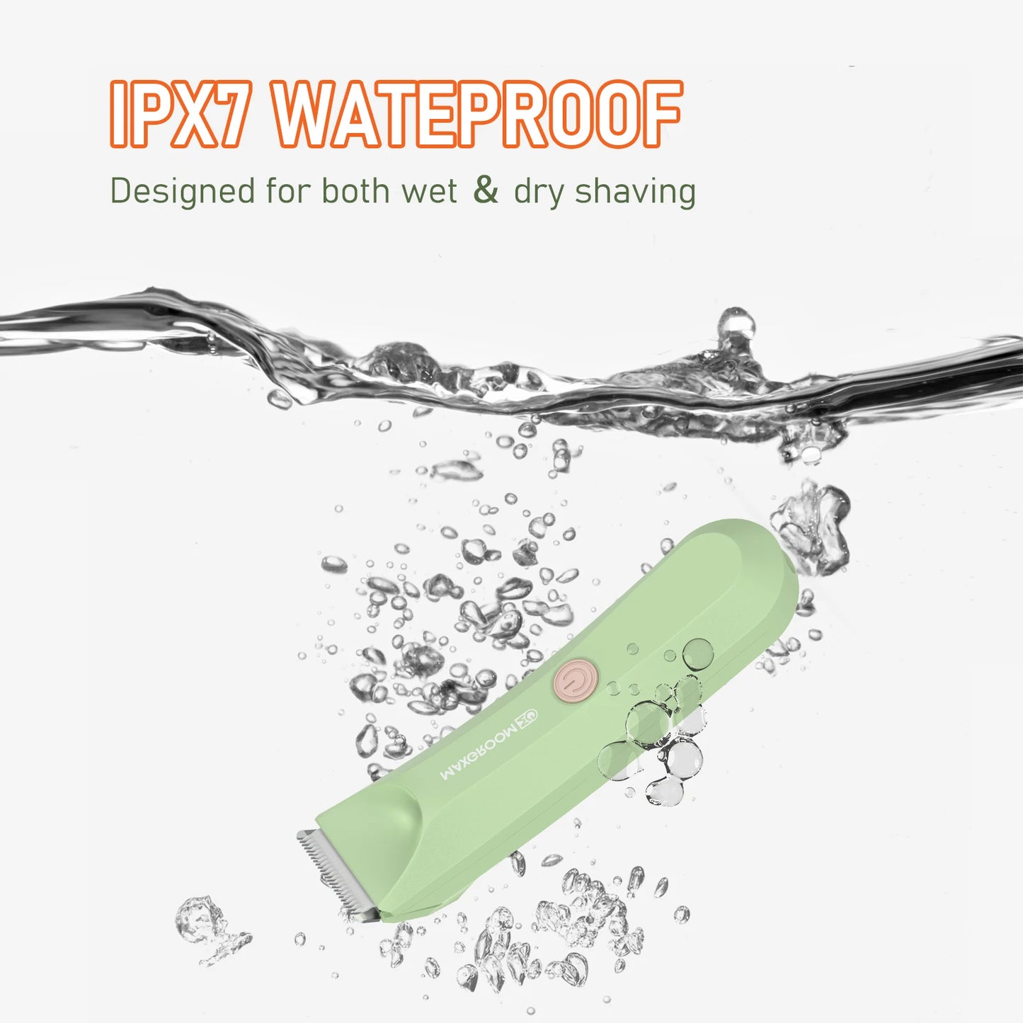 MAXGROOM Body Hair Trimmer Shaver for Men Ball Trimmer for Groin Pubic Replaceable Ceramic Blade Electric Razor Waterproof