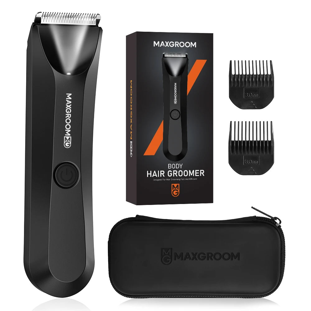 MAXGROOM Body Hair Trimmer Shaver for Men Ball Trimmer for Groin Pubic Replaceable Ceramic Blade Electric Razor Waterproof