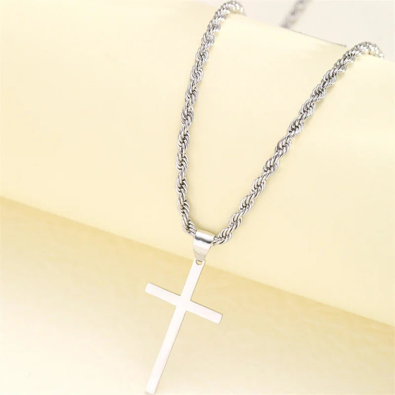 2024 New Cross Pendant Necklace for Men Women Minimalist Gold Color Jewelry Male Female Necklaces Chokers Gifts